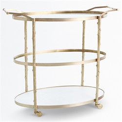 Wesley Modern Classic Antique Brass Twig Bar Cart|