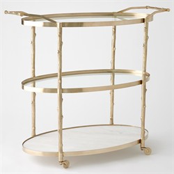 Wesley Modern Classic Antique Brass Twig Bar Cart|