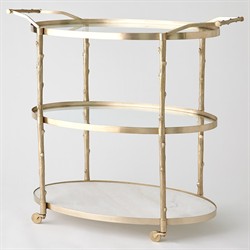 Wesley Modern Classic Antique Brass Twig Bar Cart|