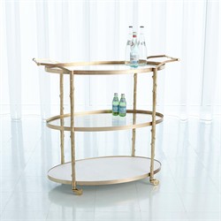 Wesley Modern Classic Antique Brass Twig Bar Cart|