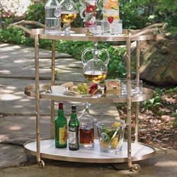 Wesley Modern Classic Antique Brass Twig Bar Cart|