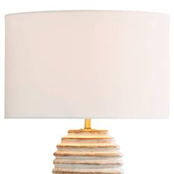 Carmel White Birch Wood Base Round Table Lamp|