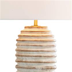 Carmel White Birch Wood Base Round Table Lamp|
