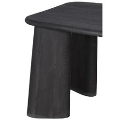 Laura Rustic Lodge Black Oak Wood Round Edge Classic Dining Table - 96"W|