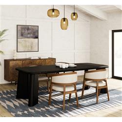 Laura Rustic Lodge Black Oak Wood Round Edge Classic Dining Table - 96"W|