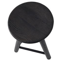 Rowel Rustic Lodge Black Oak Wood Backless Counter Stool|