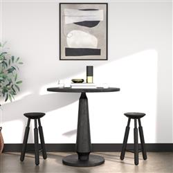 Rowel Rustic Lodge Black Oak Wood Backless Counter Stool|