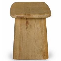 Laura Rustic Lodge Brown Oak Wood Round Edge Entryway Bench|