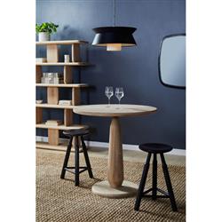 Rowel Rustic Lodge Brown Oak Wood Round Dining Counter Table - 36"W|