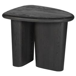 Laura Rustic Lodge Black Oak Wood Round Edge Statement Side Table|