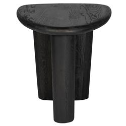 Laura Rustic Lodge Black Oak Wood Round Edge Statement Side Table|