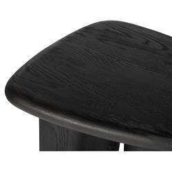 Laura Rustic Lodge Black Oak Wood Round Edge Statement Side Table|
