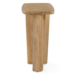 Laura Rustic Lodge Brown Oak Wood Round Edge Console Table|
