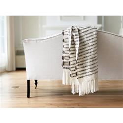 Pampa Merino Modern White Wool Brown Striped Handwoven Throw Blanket|