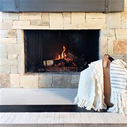 Pampa Merino Modern White Wool Brown Striped Handwoven Throw Blanket|