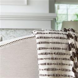 Pampa Merino Modern White Wool Brown Striped Handwoven Throw Blanket|