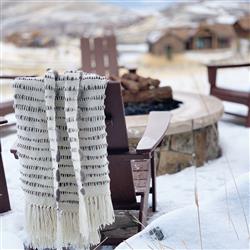 Pampa Merino Modern White Wool Brown Striped Handwoven Throw Blanket|