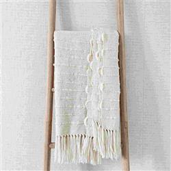 Pampa Merino Modern White Wool Handwoven Throw Blanket|