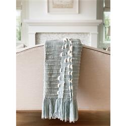 Pampa Merino Modern Green Wool Handwoven Throw Blanket|