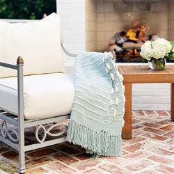 Pampa Merino Modern Green Wool Handwoven Throw Blanket|