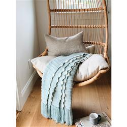 Pampa Merino Modern Green Wool Handwoven Throw Blanket|