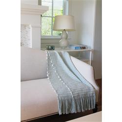 Pampa Merino Modern Green Wool Handwoven Throw Blanket|