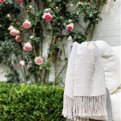 Pampa Modern Light Grey Cotton Handwoven Throw Blanket|