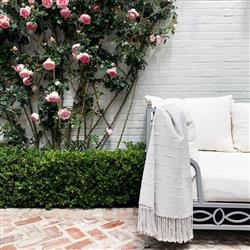 Pampa Modern Light Grey Cotton Handwoven Throw Blanket|