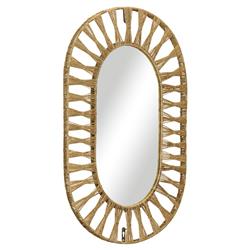 Oscar Coastal Beach Natural Jute Frame Oval Wall Mirror|