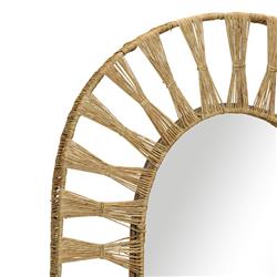 Oscar Coastal Beach Natural Jute Frame Oval Wall Mirror|