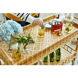 Andi Coastal Beach Natural Brown Rattan Bar Cart|