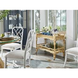 Andi Coastal Beach Natural Brown Rattan Bar Cart|