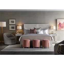 Riya Hollywood Regency Pink Cushion Gold Metal Round Pouf|