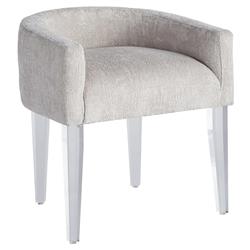 Riya Hollywood Regency White Cushion Acrylic Vanity Stool|
