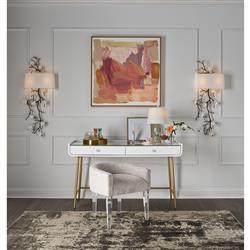 Riya Hollywood Regency White Cushion Acrylic Vanity Stool|