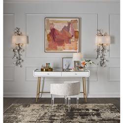 Riya Hollywood Regency White Cushion Acrylic Vanity Stool|