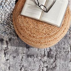 Aleena Coastal Beige Jute Round Pouf|