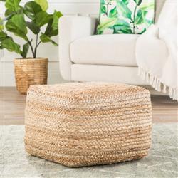 Sangam Coastal Beige Jute Square Pouf|