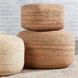 Sangam Coastal Beige Jute Square Pouf|