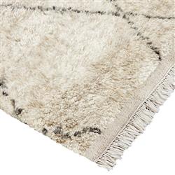 Shaggy Moroccan Linen Beige Wool Diamond Patterned Rug - 5'x8'|