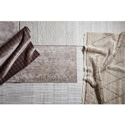 Shaggy Moroccan Linen Beige Wool Diamond Patterned Rug - 5'x8'|