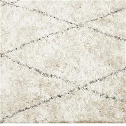 Shaggy Moroccan Linen Beige Wool Diamond Patterned Rug - 5'x8'|