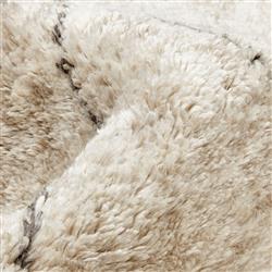 Shaggy Moroccan Linen Beige Wool Diamond Patterned Rug - 5'x8'|