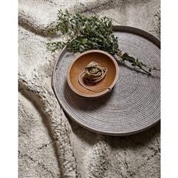 Shaggy Moroccan Linen Beige Wool Diamond Patterned Rug - 5'x8'|