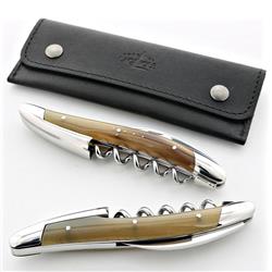 Forge de Laguiole Modern Silver Stainless Steel Horn Tip Handle Corkscrew|