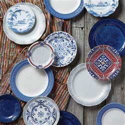 Juliska Le Panier Delft Blue Band White Ceramic Cocktail Plate|