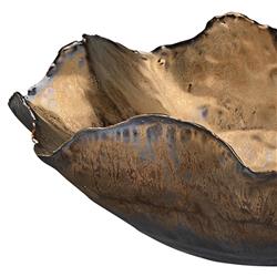 Pamela Modern Classic Antique Gold Ceramic Floral Decorative Bowl|