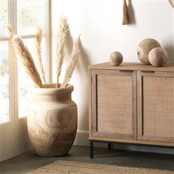 Amanda Coastal Brown Carved Wood Orb Sculpture - Set of 3|