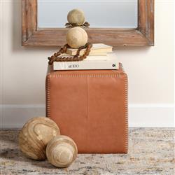 Amanda Coastal Brown Carved Wood Orb Sculpture - Set of 3|