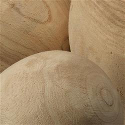 Amanda Coastal Brown Carved Wood Orb Sculpture - Set of 3|